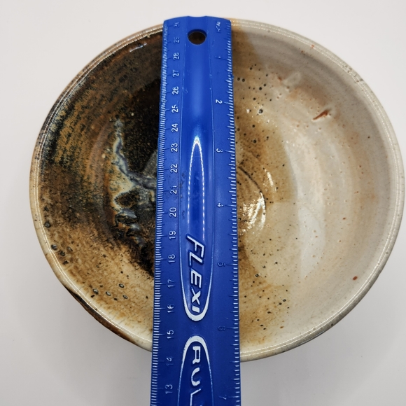 Glazed Art Pottery Small Bowl Neutral Earth Tones, 6.5" Diameter - Picture 5 of 6